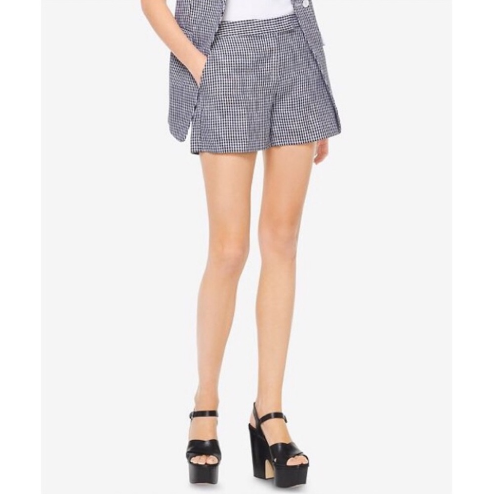 Michael Kors black and white gingham check linen shorts, size 12